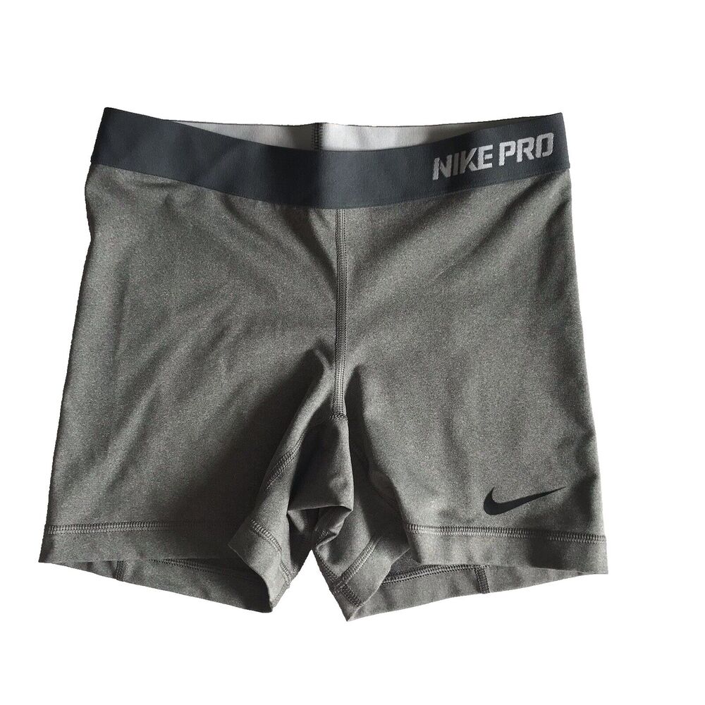 Nike PRO Women Small Gray Dri Fit Shorts 4” Inseam Compression Athletic Workout
